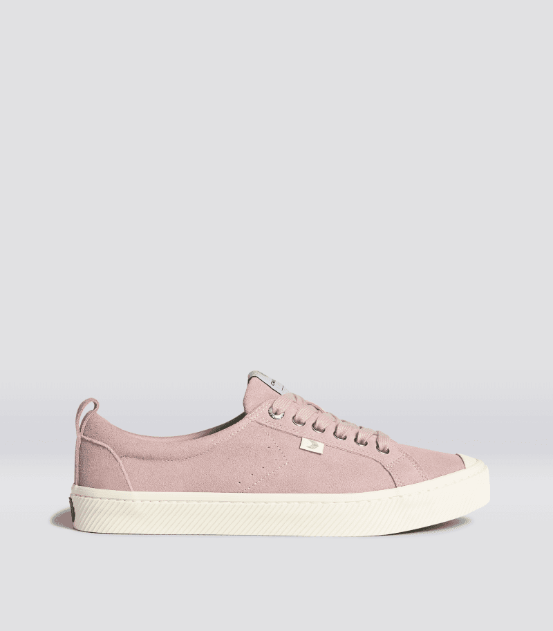 oca low rose red suede sneaker.side view