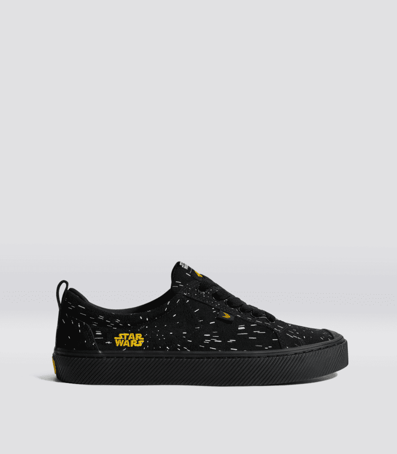 oca low star wars all black suede sneaker.side view