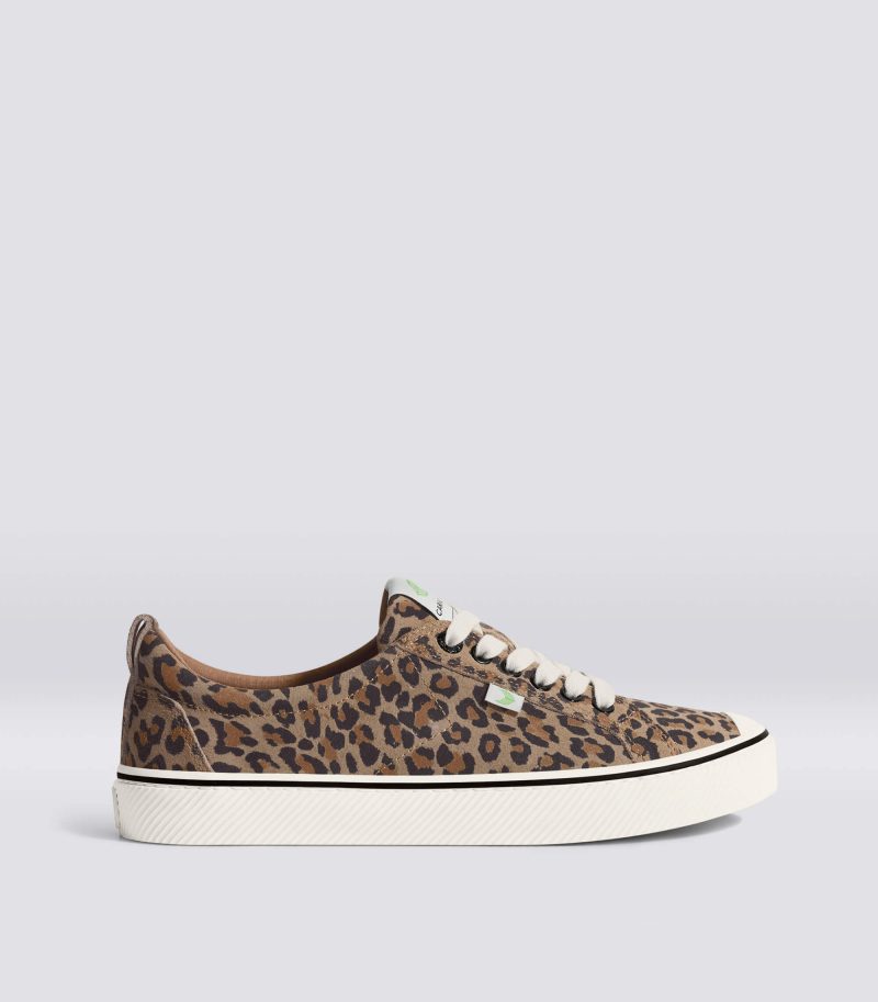 oca low stripe leopard print suede sneaker.side view