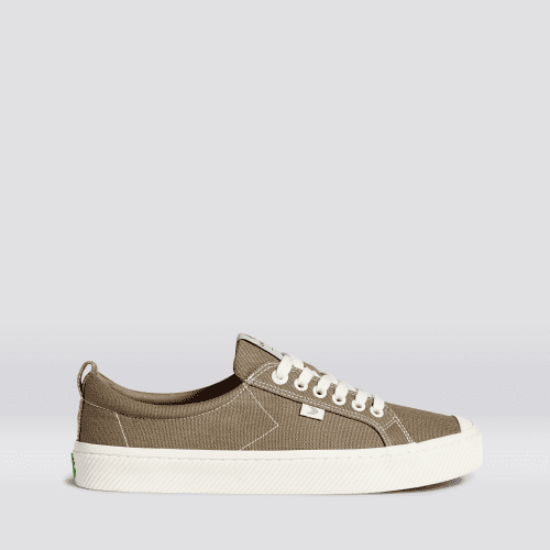 oca low washed burn sand nude contrast thread canvas sneaker side view