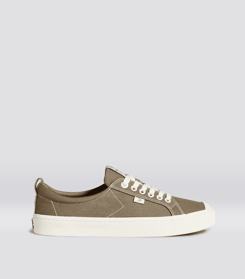 oca low washed burn sand nude contrast thread canvas sneaker side view