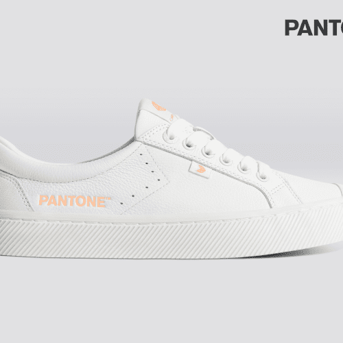 oca low white premium leather pantone peach fuzz canvas sneaker.slideshow1 69806c2f 17b9 4e46 aed9 c2049a8e8f91