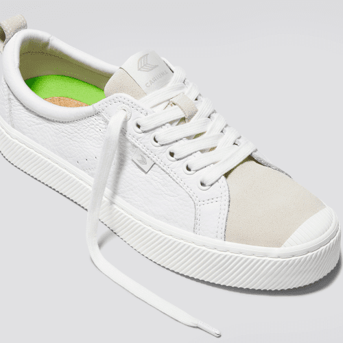 oca low white premium leather vintage suede sneaker.feature 1 746d682d 1b91 4299 aed1 bf53b921e042