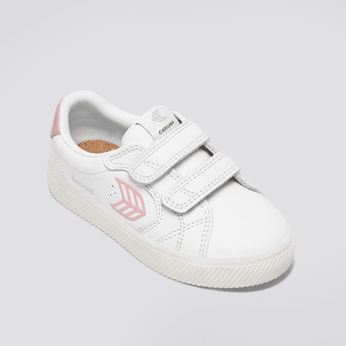 salvas kids white premium leather rose sneaker.hover