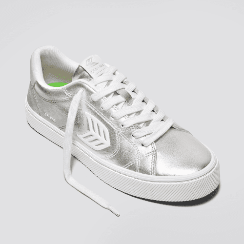 salvas metallic silver leather sneaker.fb feed 5fa11815 4f2b 41fc b674 11583f9add0a