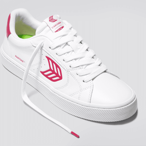 salvas pantone viva magenta white leather sneaker.slideshow3 d70874f4 e648 4f63 a4d8 b3f052b79dcc