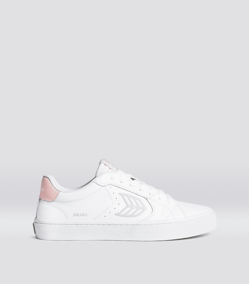 salvas white leather ice rose sneaker.side view 934121da a4dc 4683 84db 67d54db179c6