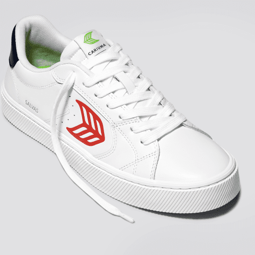 salvas white leather red logo navy sneaker.slideshow3 b794efbb 93ae 4794 b907 dcc4d594f317