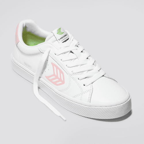 salvas white leather rose logo sneaker.fb feed