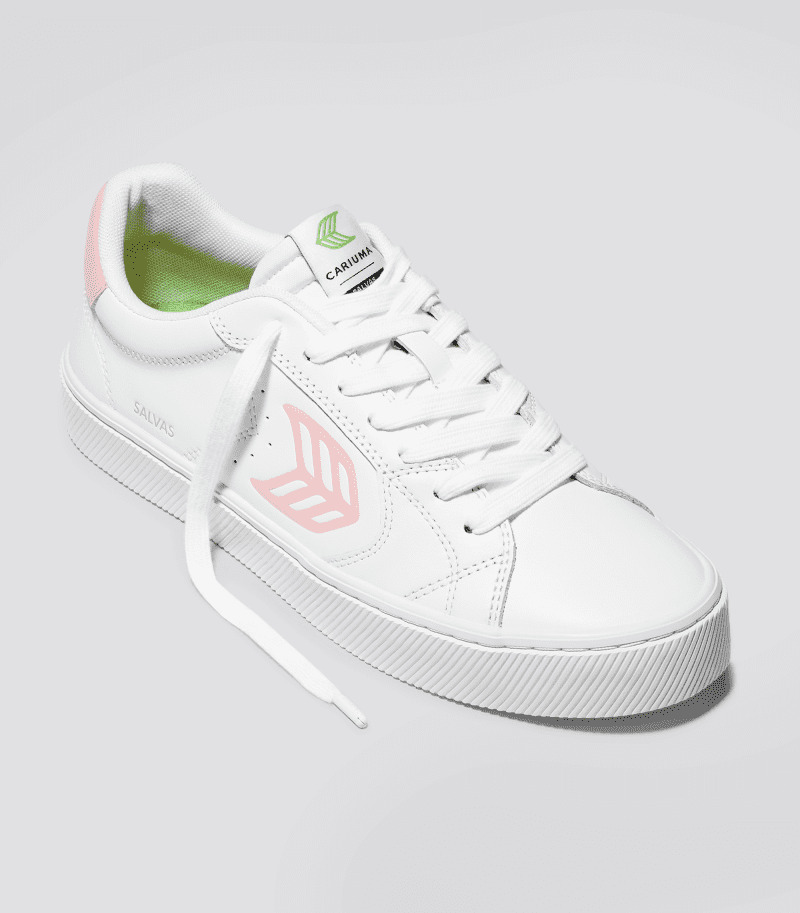 salvas white leather rose logo sneaker.fb feed