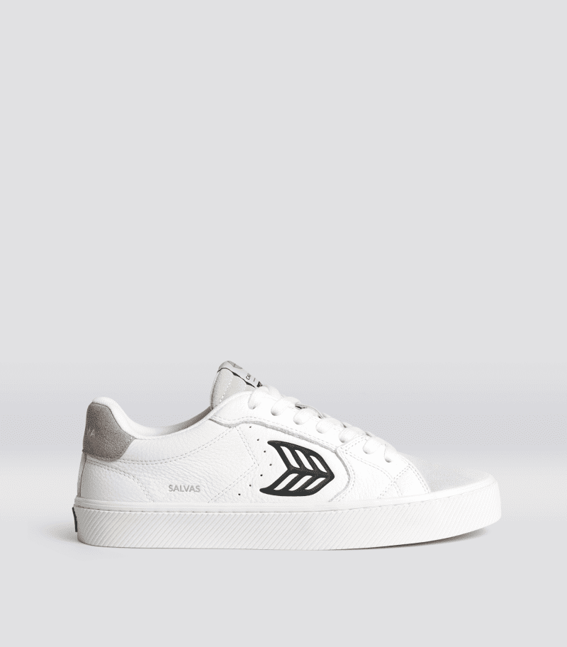 salvas white premium leather black sneaker.side view