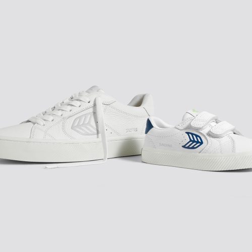 salvas white premium leather blue sneaker kids.bundle