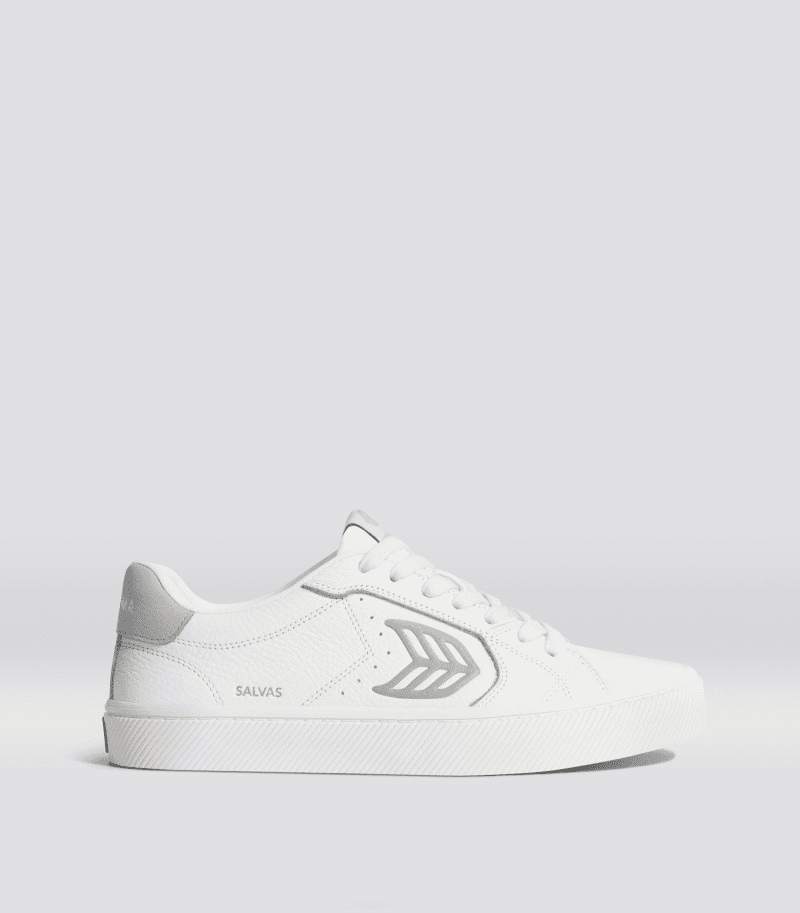 salvas white premium leather grey sneaker.side view