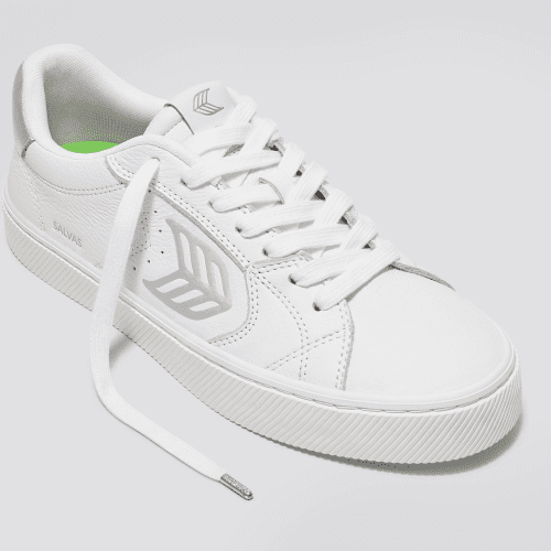 salvas white premium leather metallic silver.slideshow2