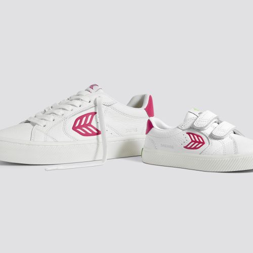 salvas white premium leather pink sneaker kids.bundle