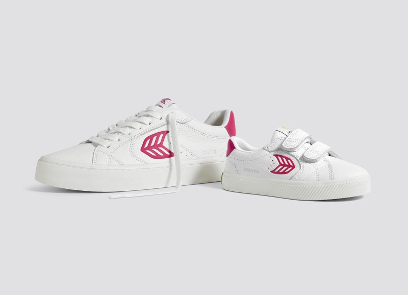 salvas white premium leather pink sneaker kids.bundle