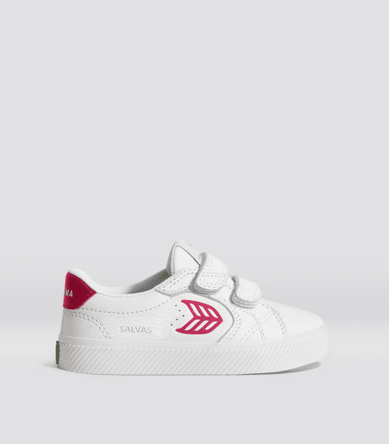 salvas white premium leather pink sneaker kids.side view