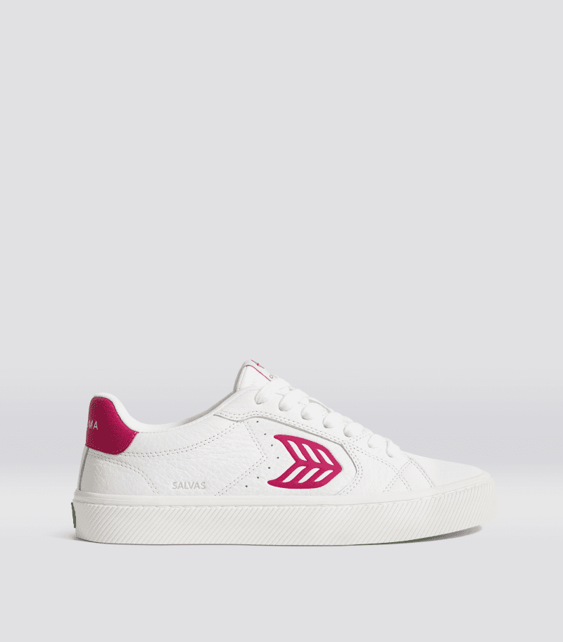 salvas white premium leather pink sneaker.side view