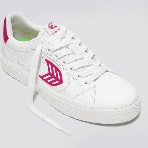 salvas white premium leather pink sneaker.slideshow2