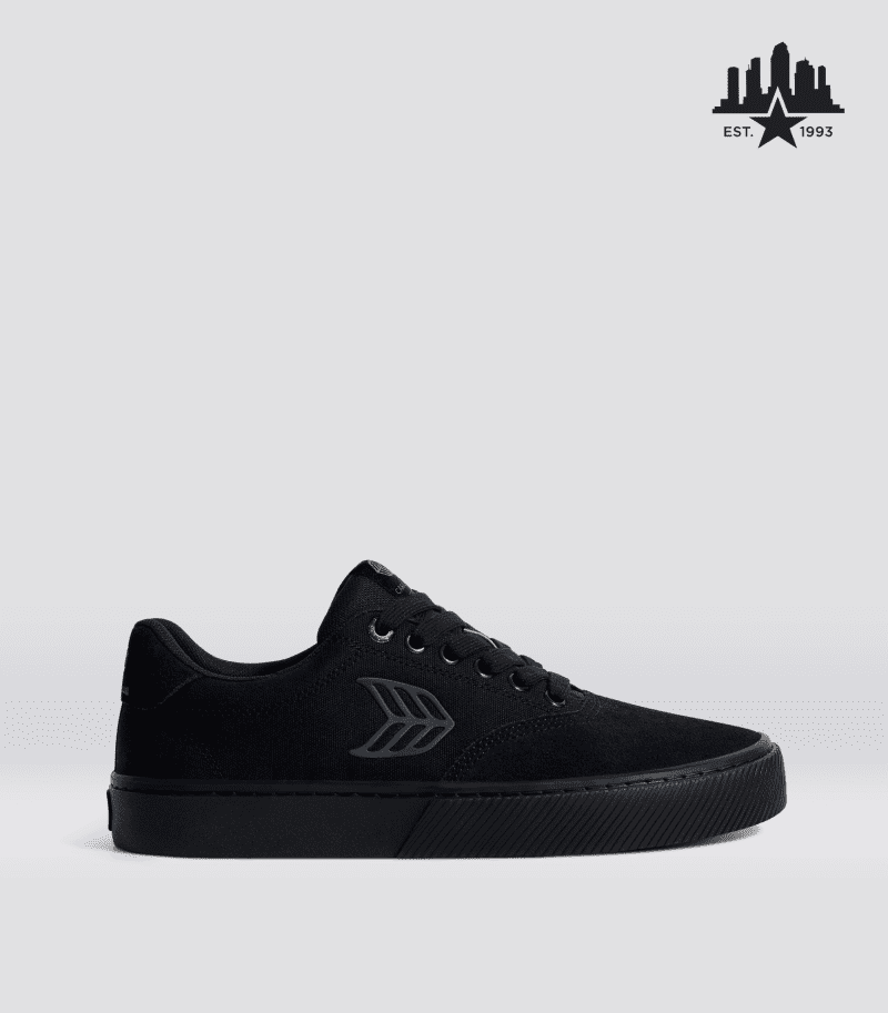 skatepark of tampa naioca pro all black suede sneaker.side view