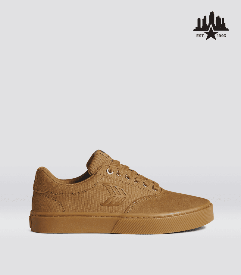 skatepark of tampa naioca pro all camel gum suede sneaker.side view