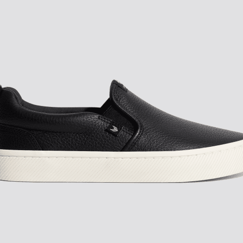 slip on black premium leather sneaker.slideshow1