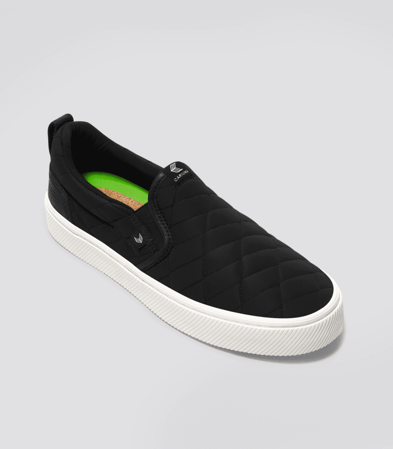 slip on black quilt recycled sneaker.fb feed