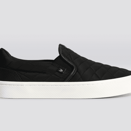 slip on black quilt recycled sneaker.slideshow1