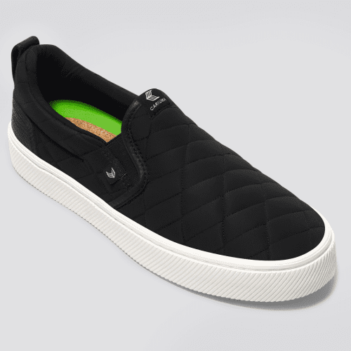 slip on black quilt recycled sneaker.slideshow2