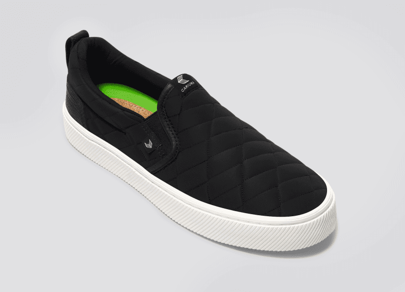 slip on black quilt recycled sneaker.slideshow2