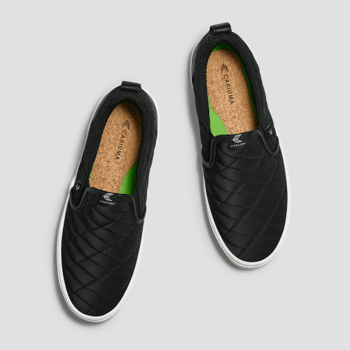 slip on black quilt recycled sneaker.slideshow5