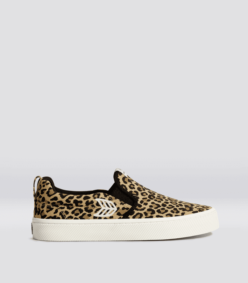 slip on leopard canvas sneaker.side view