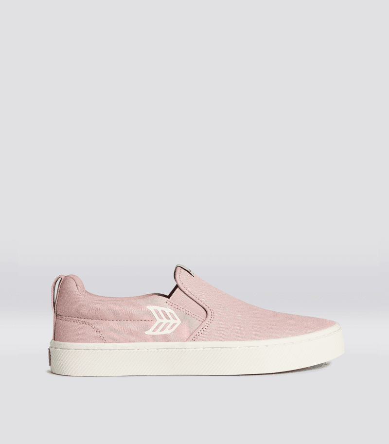 slip on rose canvas sneaker.side view