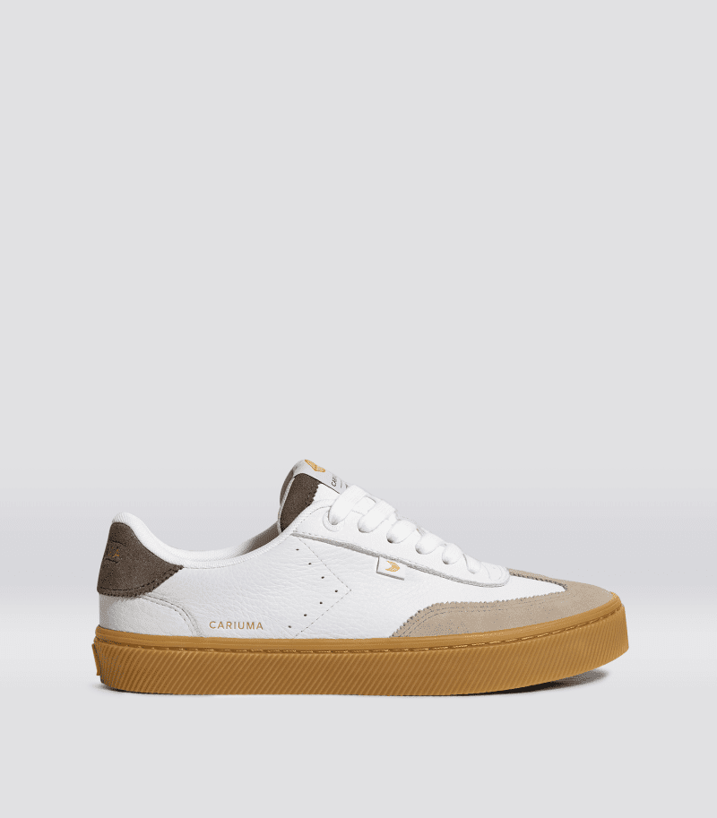 toca white gum leather sneaker.side view