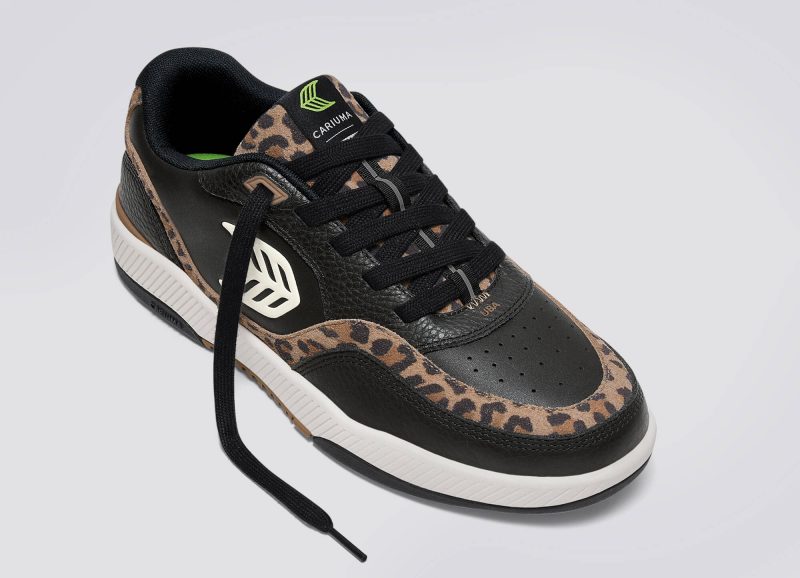 uba black premium leather suede leopard print ivory sneaker.slideshow2