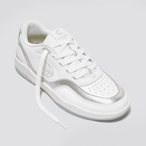 uba white premium leather metallic silver ice sneaker.fb feed