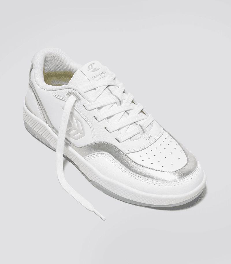 uba white premium leather metallic silver ice sneaker.fb feed