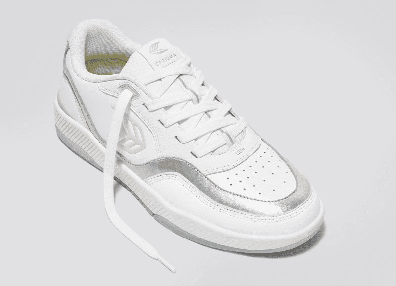 uba white premium leather metallic silver ice sneaker.slideshow2