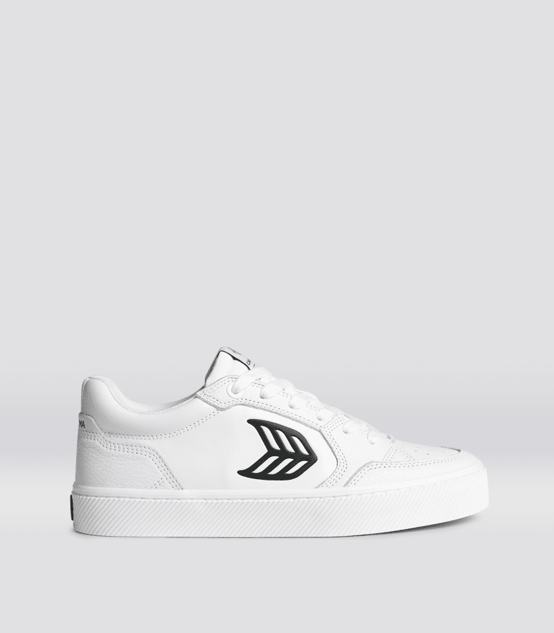 vallely pro white leather black sneaker.side view