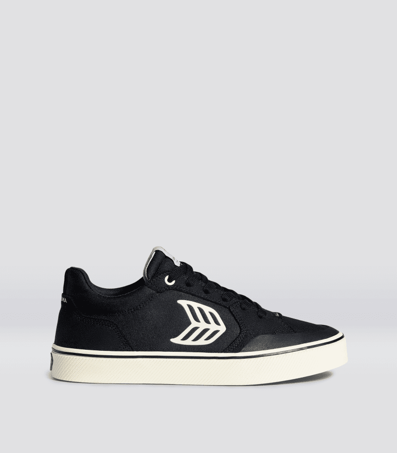 vallely skate black ivory cordura suede sneaker.side view